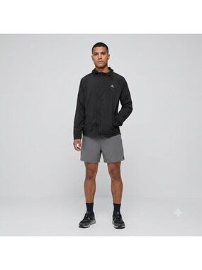Danish Endurance Windbreaker Jacket US M Black Pockes Zip Hood Outdoors Casual